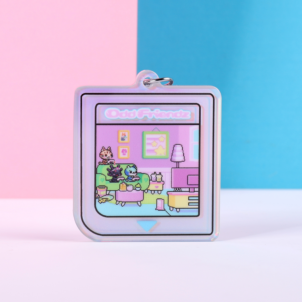 Pixel sprites game cartridge keyring