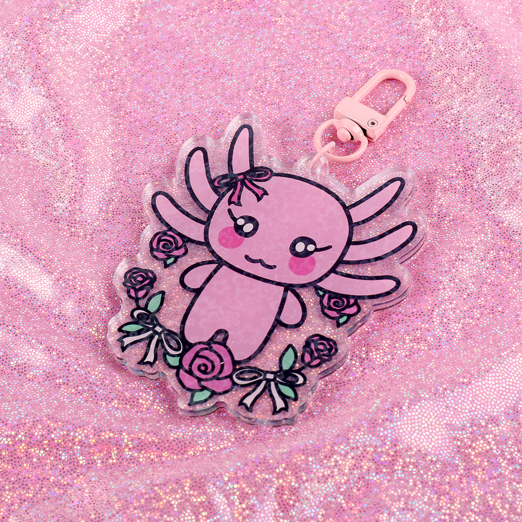 Freya the Axolotl coquette keyring